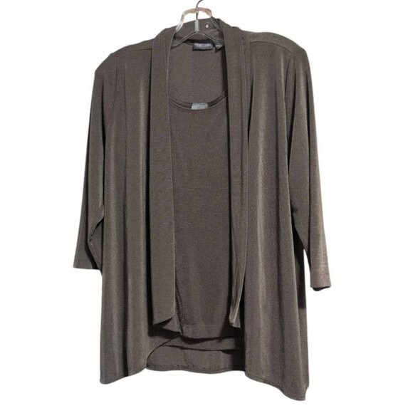 Chico's Sweaters - Additions by Chico s Cardigan and Tank Top 3 4 Sleeve in a shiny Hunter Green